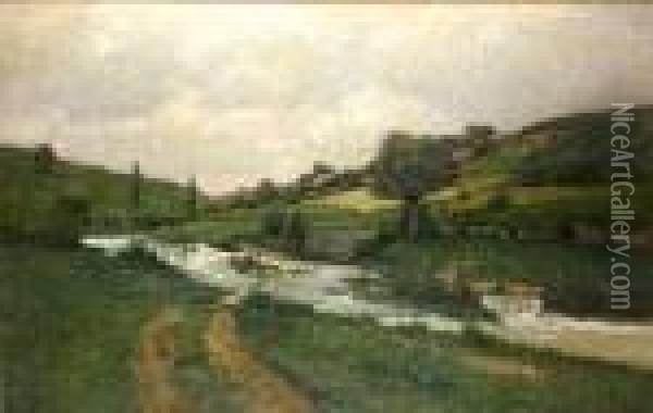 River In A Landscape Oil Painting - Henry Golden Dearth
