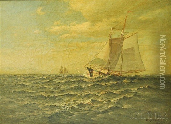 Schooner Under Sail Oil Painting - Gilbert Tucker Margeson