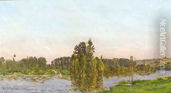 Jour d'ete a river landscape in summer Oil Painting - Hippolyte Camille Delpy