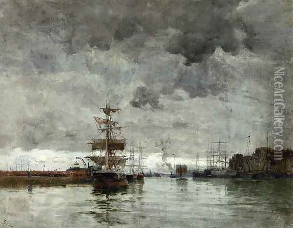 The Port Oil Painting - Frank Myers Boggs