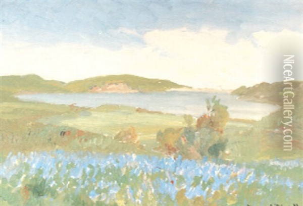 Landscape Near Bay Oil Painting - Franz Arthur Bischoff