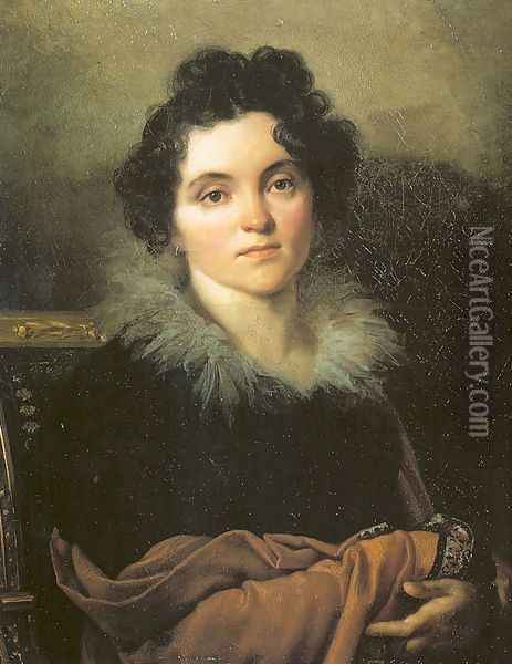 Portrait of Darya Khvostova 1814 Oil Painting - Orest Kiprensky