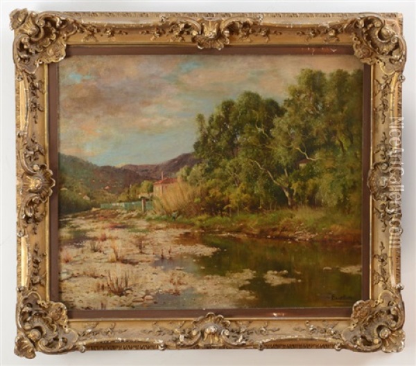 House By The Lake Oil Painting - Ernest Parton