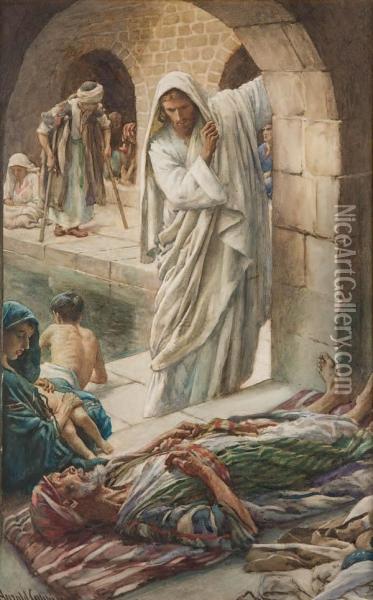 Christ At The Pool Of Bethesda Oil Painting - Harold Copping