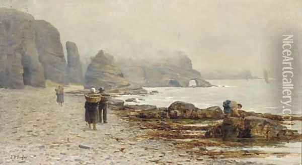 Mussel gathering at Auchmith, Fifeshire Oil Painting - John Taylor
