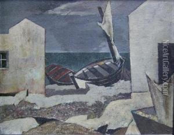 Boats On The Shore Oil Painting - Earl Horter