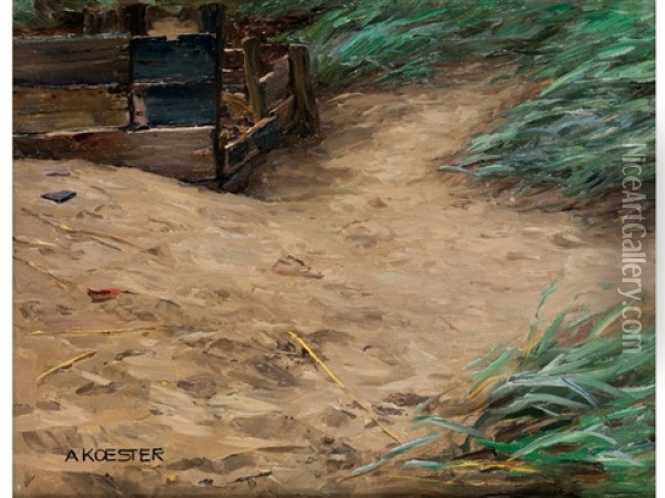 Holzgatter Am Sandhugel Mit Schilfgras Oil Painting - Alexander Max Koester