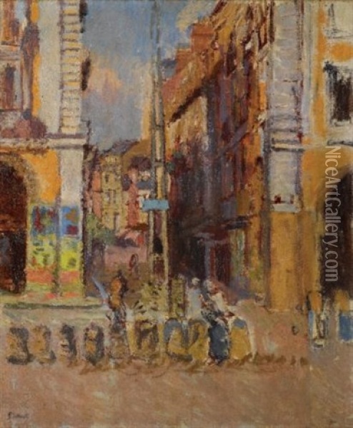Les Arcades, Dieppe (study For The Elephant Poster) Oil Painting - Walter Sickert