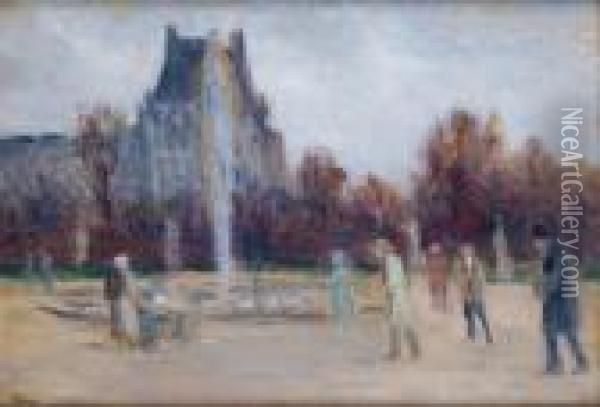 Promeneurs Au Jardin Des Tuileries Oil Painting - Maximilien Luce