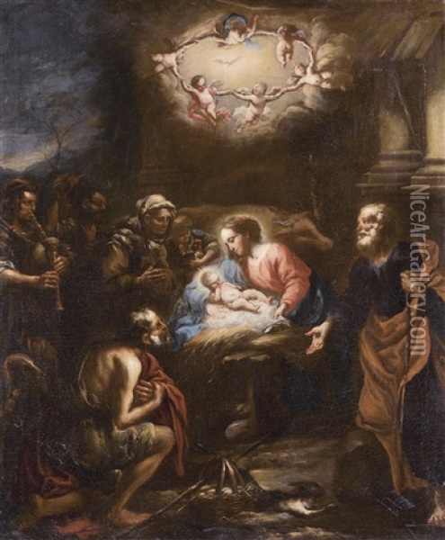 Adoration Of The Shepherds Oil Painting - Stefano Magnasco