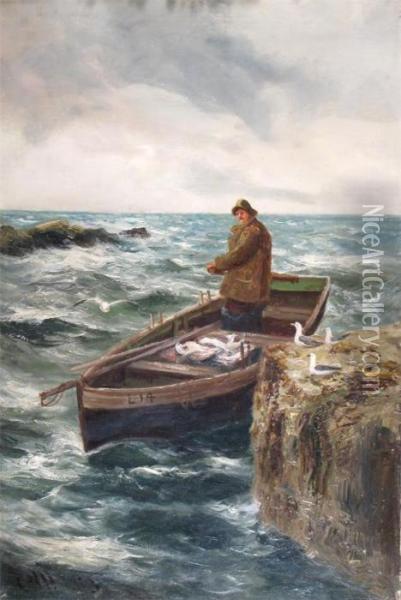 Fisherman Returning To Port Oil Painting - Charles Napier Hemy