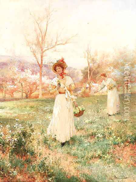 Picking flowers Oil Painting - Arthur Augustus II Glendening