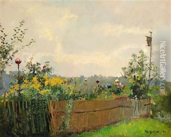 Bauerngarten Am Chiemsee Oil Painting - Hermann Groeber