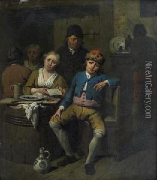 Couple Dans Une Taverne Oil Painting - Jan Baptist Lambrechts