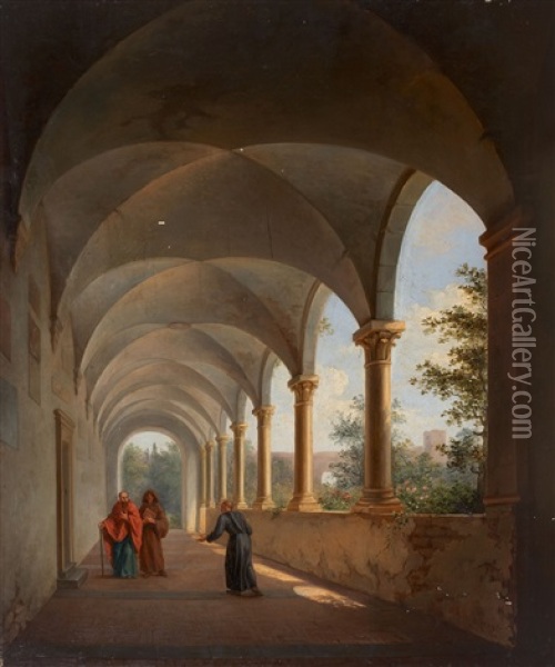 The Cloister Oil Painting - Charles Spruyt