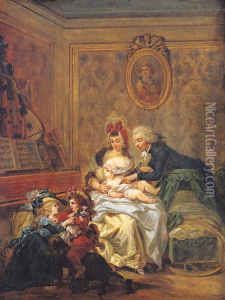 The Satisfaction of Marriage or, The Happy Family Oil Painting - Francois Louis Joseph Watteau