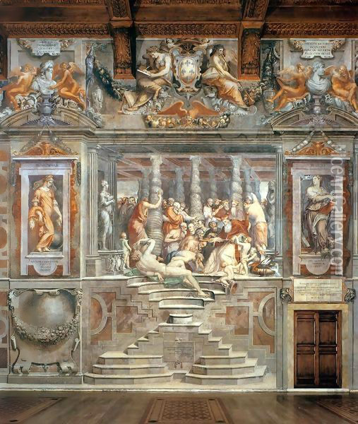 Paul III Farnese Names Cardinals and Distributes Benefices Oil Painting - Giorgio Vasari