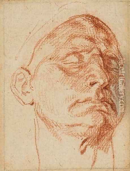 Tete d'homme les yeux clos Oil Painting - Jean Baptiste Greuze