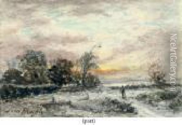 The Evening Sun Is Setting Low Oil Painting - Samuel Bough