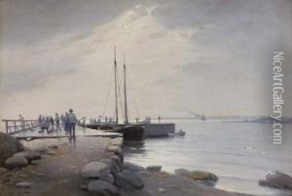 EckeraÂ¶n Postilaituri (the Post Office Landing Site At EckeraÂ¶) Oil Painting - Victor Westerholm