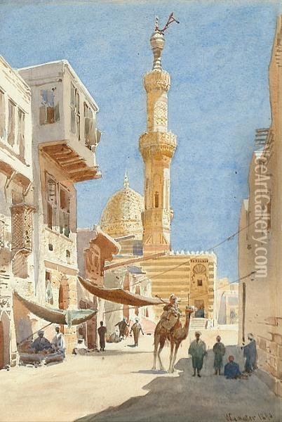 Outside The Mosque Oil Painting - Wilhelm Hermann A. Lauter