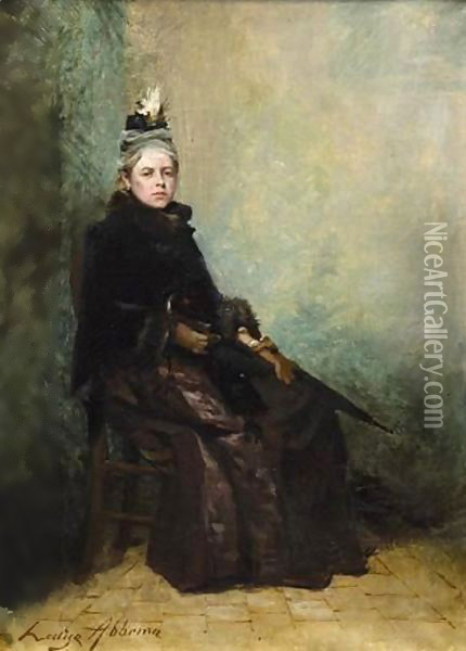 Portrait Of A Woman Wearing A Coat And Holding An Umbrella Oil Painting - Louise Abbema