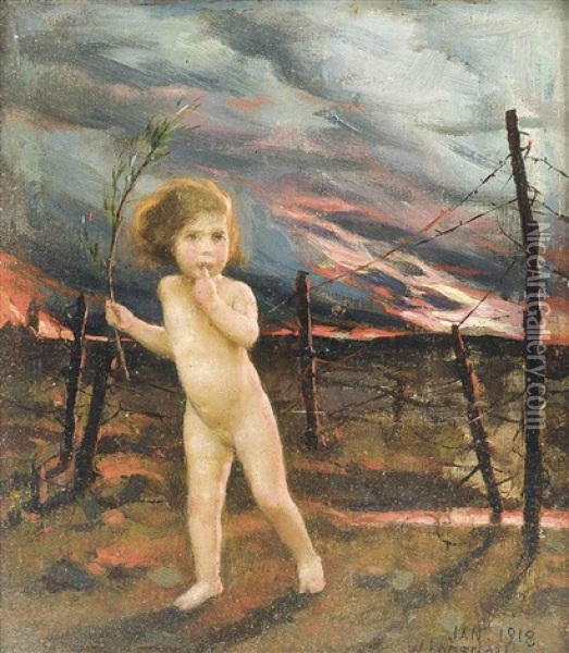 An Allegory Of War: Peace Lost In No Man's Land Oil Painting - William Logsdail