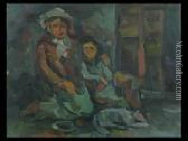 Bettlerin Mit Kind Oil Painting - Adolf Hoelzel