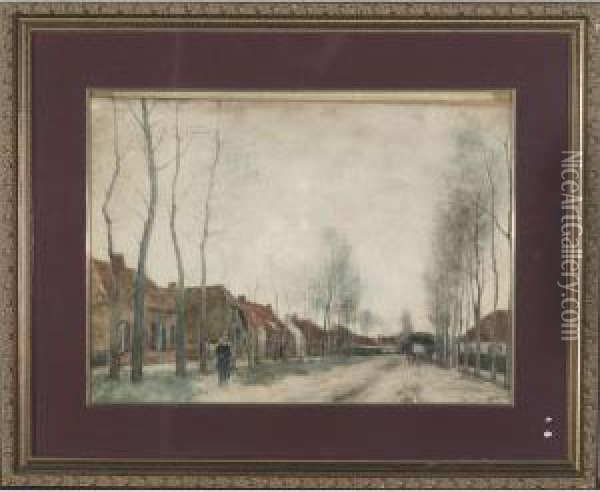 Street Scene With Figure Oil Painting - Willem II Steelink