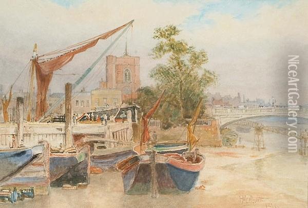 View Of Chelsea Bridge Oil Painting - Hubert James Medlycott