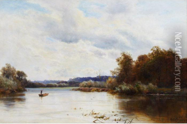 Penton Hook On The Thames Oil Painting - Alfred de Breanski