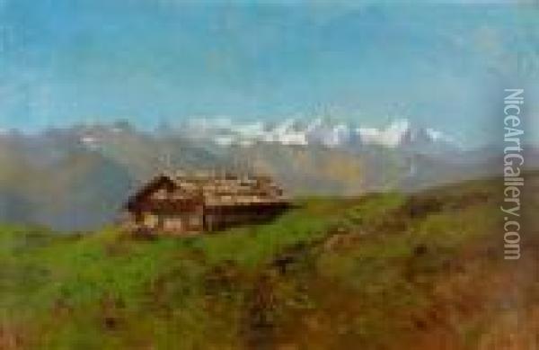 Sommerliche Alp Mit Fernblick. Oil Painting - Eugene Etienne Sordet