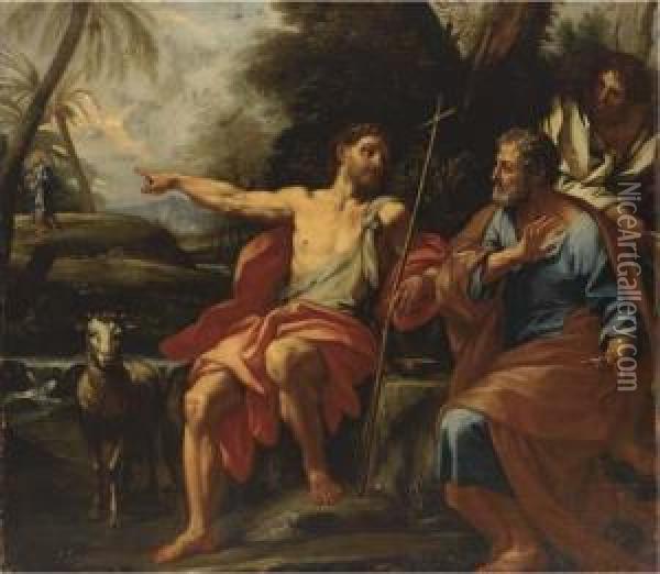 Saint John The Baptist Announcing The Coming Of Christ Oil Painting - Niccolo Ricciolini