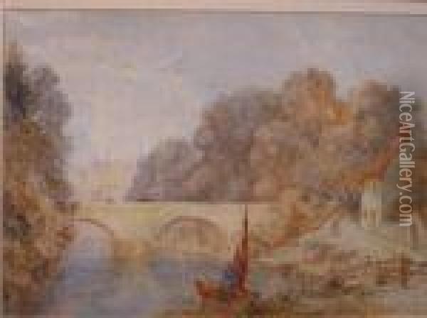 River Landscape Oil Painting - William Joseph Caesar Julius Bond