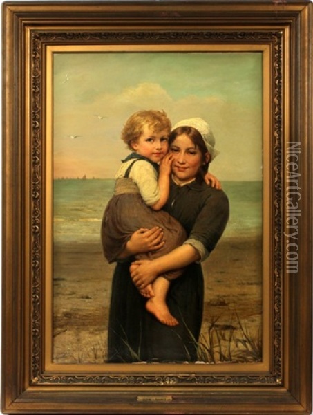 Maternal Happiness Oil Painting - Henri Jacques Bource