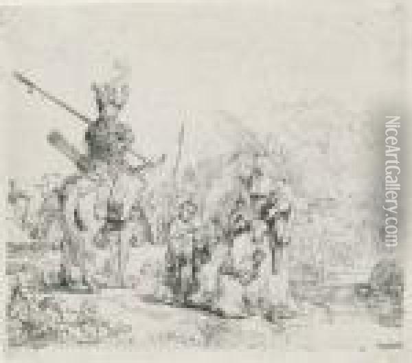 The Baptism Of The Eunuch (b., Holl. 98; H. 182) Oil Painting - Rembrandt Van Rijn