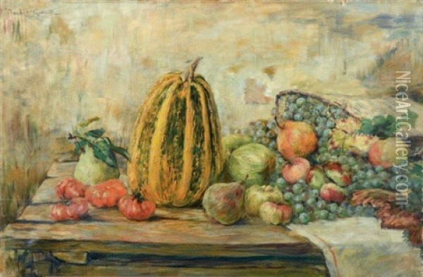 Nature Morte Aux Fruits Oil Painting - Norbert Goeneutte
