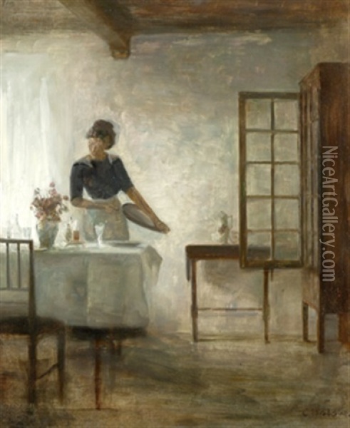 Interior Fran Matsal Oil Painting - Carl Vilhelm Holsoe