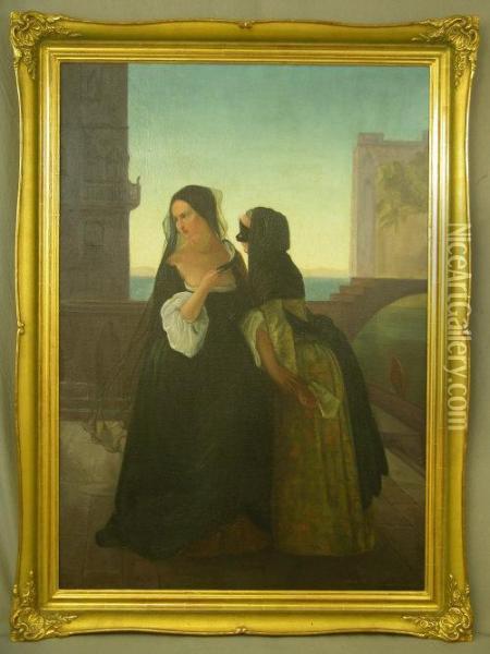 Portrait Study Of Two Venetian Women Oil Painting - Francesco Paolo Hayez