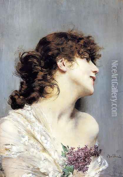 Profile Of A Young Woman Oil Painting - Giovanni Boldini