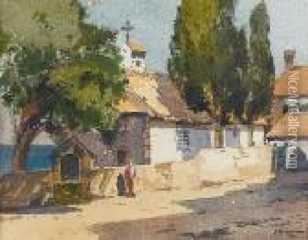 Village Scene Oil Painting - Aleksei Vasilievich Hanzen