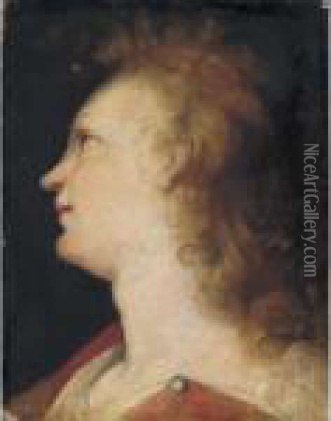 Study For The Head Of The Angel Gabriel Oil Painting - Federico Fiori Barocci
