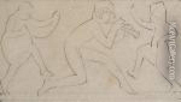 Design For Sculpture 'ariel Piping To The Children' Oil Painting - Eric Gill