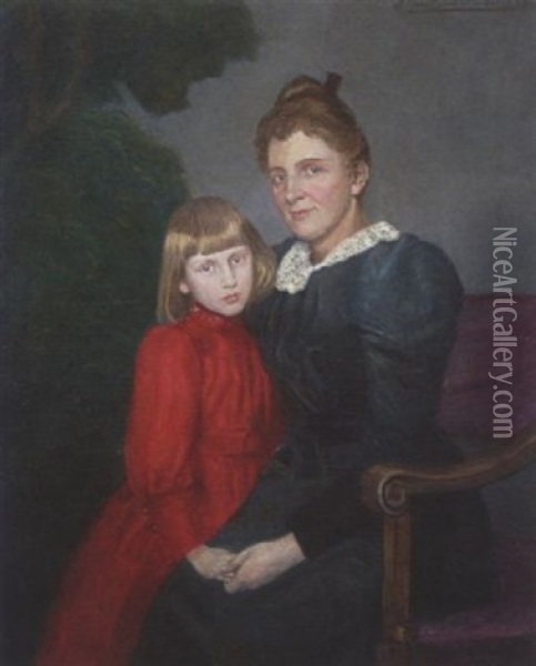 Mutter Mit Kleinem Madchen Oil Painting - Alfred Zimmermann