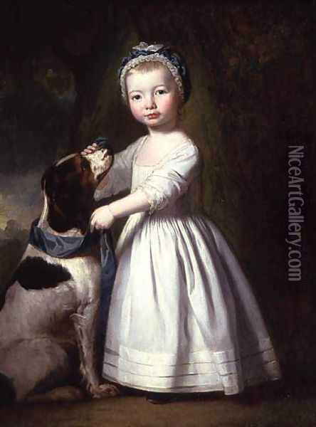 Little Boy with a Dog, c.1757 Oil Painting - George Romney