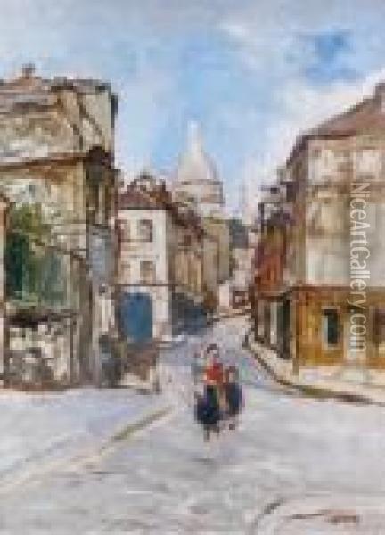 Rue A Montmartre Oil Painting - Marcel Leprin