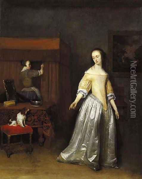 An elegant lady Oil Painting - Gerard Terborch