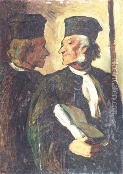 En El Juzgado Oil Painting - Honore Daumier