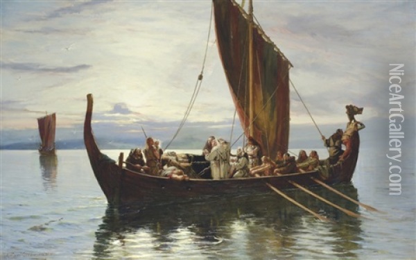 The Last Voyage Of The Viking Oil Painting - Robert Gibb the Younger