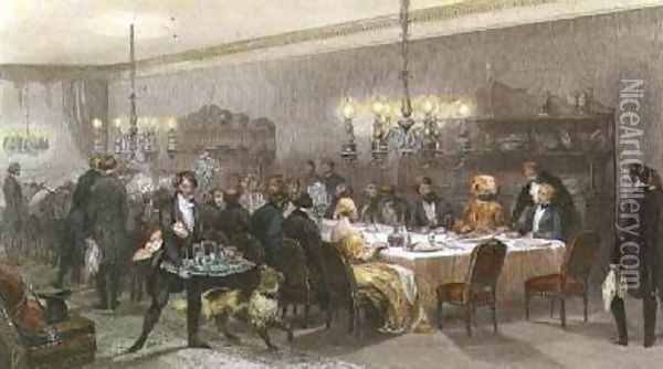 The High Table at the Hotel des Princes Oil Painting - Eugene Louis Lami
